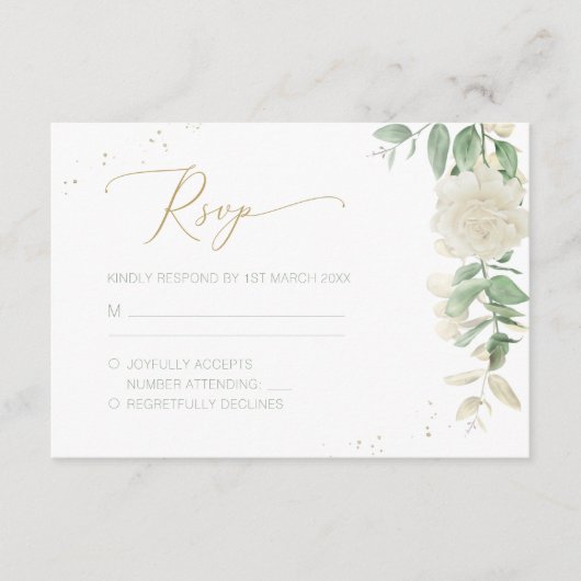 Modern Elegant Floral Greenery Wedding RSVP Kaartje (Voorkant)