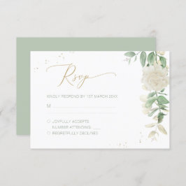Modern Elegant Floral Greenery Wedding RSVP Kaartje