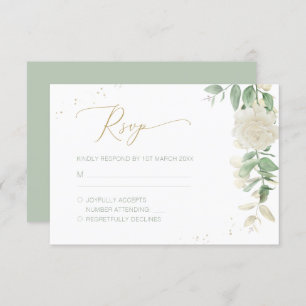 Modern Elegant Floral Greenery Wedding RSVP Kaartje