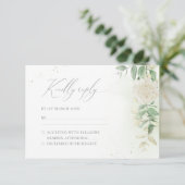 Modern Elegant Floral Greenery Wedding RSVP Kaartje (Staand voorkant)