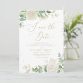 Modern Elegant Floral Greenery Wedding Save The Date (Staand voorkant)