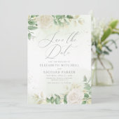Modern Elegant Floral Greenery Wedding Save The Date (Staand voorkant)