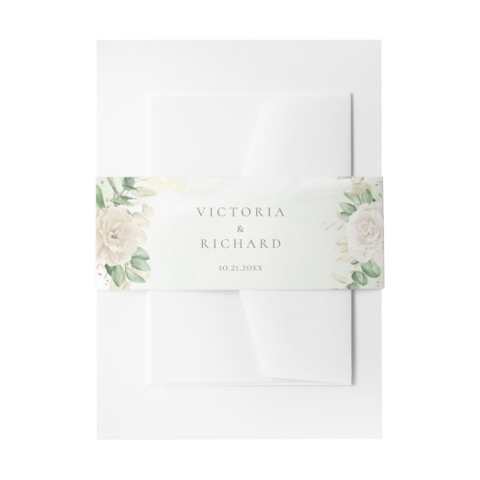 Modern Elegant Floral Greenery Wedding Uitnodigingen Wikkel (Voorkant Voorbeeld)