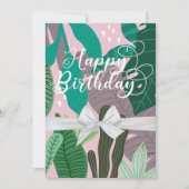 Modern Elegant Floral Happy Birthday Flat Card (Voorkant)