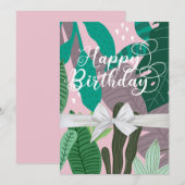 Modern Elegant Floral Happy Birthday Flat Card (Voorkant / Achterkant)