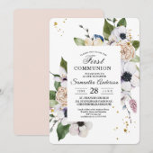 Modern Elegant Floral Lijst & Gold Drups Kaart (Voorkant / Achterkant)