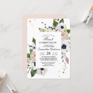 Modern Elegant Floral Lijst & Gold Drups Kaart