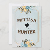 Modern Elegant Floral Lijst Waterverf Wedding Kaart (Achterkant)