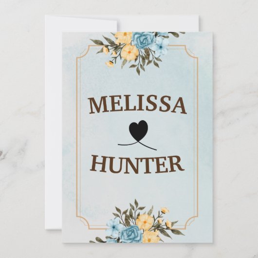 Modern Elegant Floral Lijst Waterverf Wedding Kaart (Achterkant)