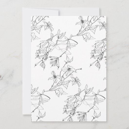 Modern Elegant Floral Line Art Wedding Kaart (Achterkant)