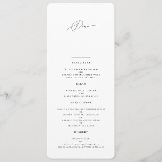 Modern Elegant Floral Line Art Wedding Menu (Voorkant)