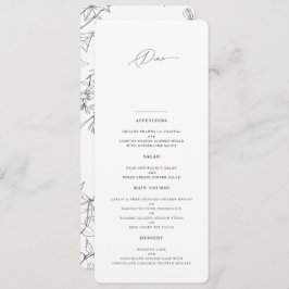 Modern Elegant Floral Line Art Wedding Menu