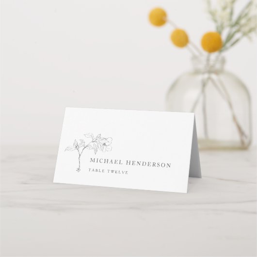Modern Elegant Floral Line Art Wedding Plaatskaartje (Voorkant)