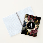 Modern Elegant Floral Monogram Gepersonaliseerd Notitieboek (Binnen)