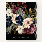 Modern Elegant Floral Monogram Gepersonaliseerd Notitieboek (Achterkant)