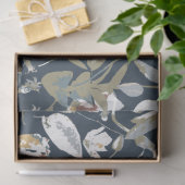 Modern Elegant Floral Navy Gold Rust Tissuepapier (Geschenk)