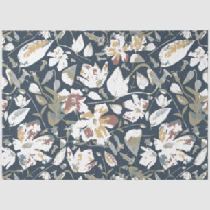 Modern Elegant Floral Navy Gold Rust Tissuepapier