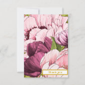 Modern Elegant Floral Pink Peonies Dank je Bedankkaart (Voorkant)