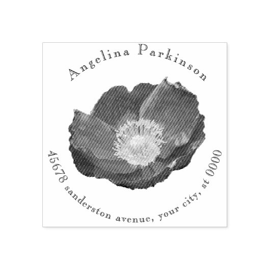Modern Elegant Floral Poppy retouradres Rubberstempel (Afrduk)