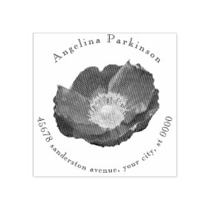 Modern Elegant Floral Poppy Return Address Rubberstempel