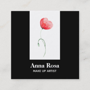 *~* Modern Elegant Floral Red Poppy Feminine Chic Vierkante Visitekaartje