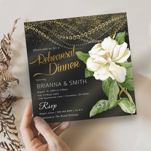 Modern Elegant Floral Rehearsal Dinner Invitation Kaart