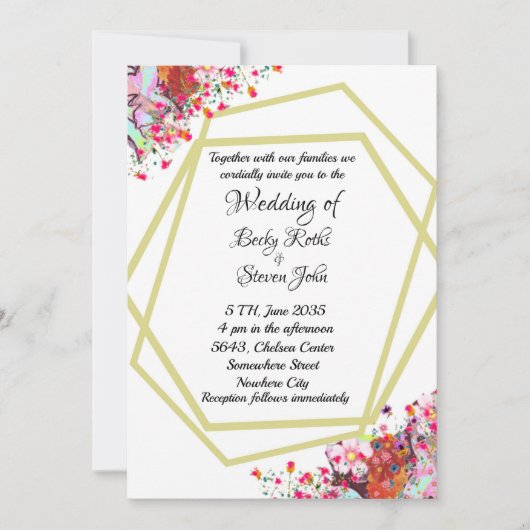 Modern Elegant Floral Rustic Wedding Invitation Kaart (Voorkant)