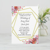 Modern Elegant Floral Rustic Wedding Invitation Kaart (Staand voorkant)