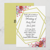 Modern Elegant Floral Rustic Wedding Invitation Kaart (Voorkant / Achterkant)
