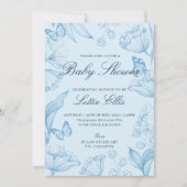 Modern Elegant Floral Sky Blue Boy Baby shower Kaart (Voorkant)