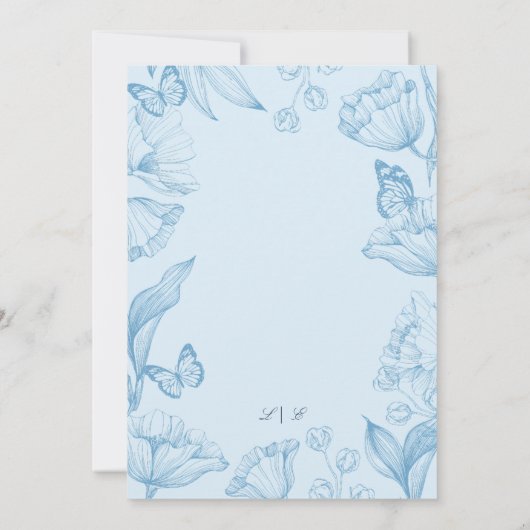 Modern Elegant Floral Sky Blue Boy Baby shower Kaart (Achterkant)