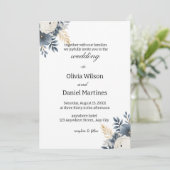 Modern Elegant Floral Wedding Invitation Kaart (Staand voorkant)