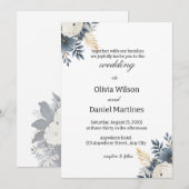 Modern Elegant Floral Wedding Invitation Kaart (Voorkant / Achterkant)