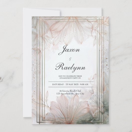 Modern Elegant Floral Wedding Invitation Kaart (Voorkant)