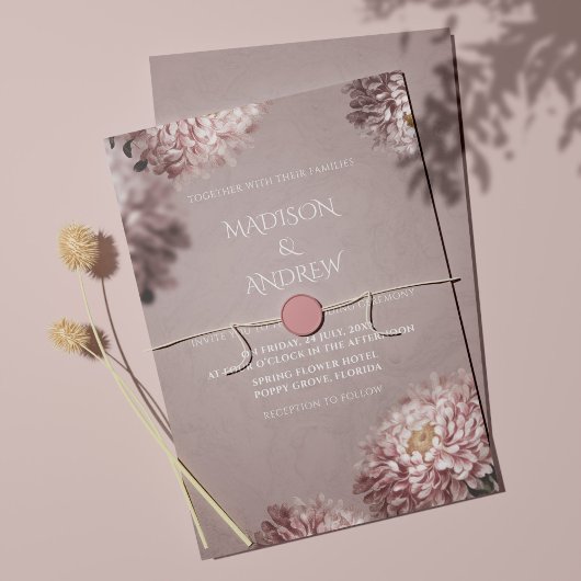 Modern Elegant Floral Wedding Invitation Kaart