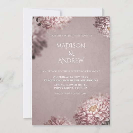 Modern Elegant Floral Wedding Invitation Kaart (Voorkant)
