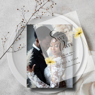 Modern Elegant Floral Wedding Save the Date Vellum Uitnodigingen