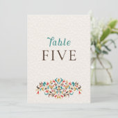Modern Elegant Floral Wreath Wedding Table Number Kaart (Staand voorkant)