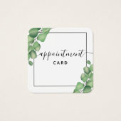 Modern Elegant Foliage Greenery Appointment Card Vierkante Visitekaartjes (Voorkant)