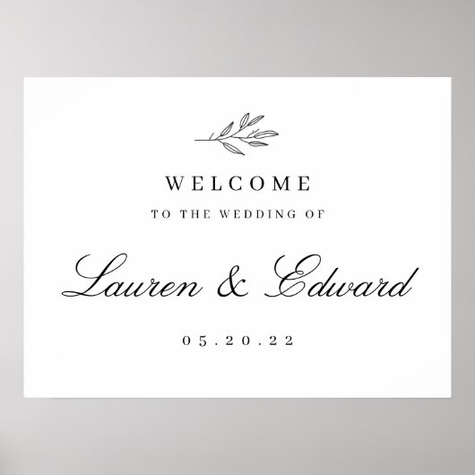Modern elegant Foliage Weddenschap Welkomstbord Poster (Voorkant)
