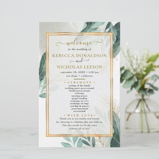 Modern Elegant Foliage Wedding Programme (Staand voorkant)