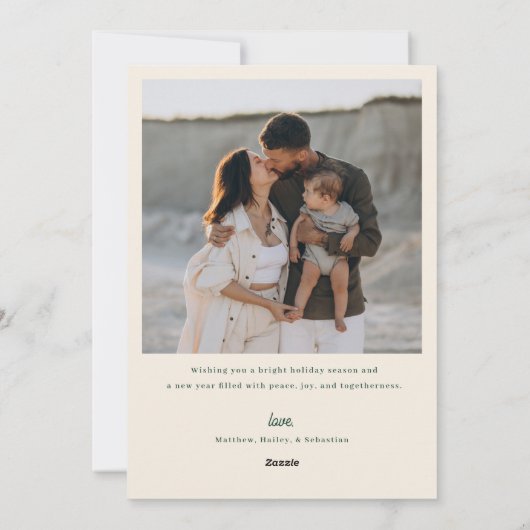 Modern Elegant Folk Floral Christmas Photo Feestdagenkaart (Achterkant)