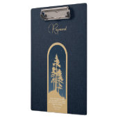 Modern Elegant Forest Gold Deep Blue Script Quote Klembord (Links)