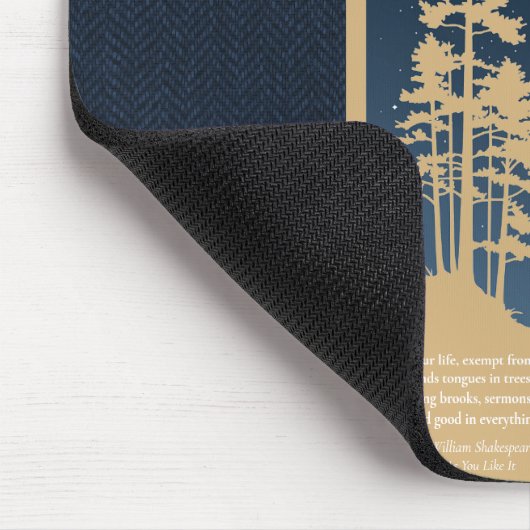 Modern Elegant Forest Gold Deep Blue Script Quote Muismat (Hoek)