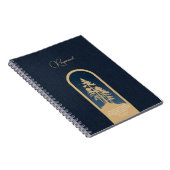 Modern Elegant Forest Gold Deep Blue Script Quote Notitieboek (Rechterzijde)