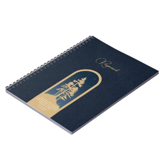 Modern Elegant Forest Gold Deep Blue Script Quote Notitieboek (Linkerzijde)