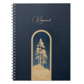 Modern Elegant Forest Gold Deep Blue Script Quote Notitieboek (Voorkant)