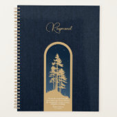 Modern Elegant Forest Gold Deep Blue Script Quote Planner (Voorkant)