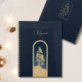 Modern Elegant Forest Gold Deep Blue Script Quote Planner