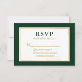 Modern Elegant Forest Green Gold RSVP Kaartje (Voorkant)